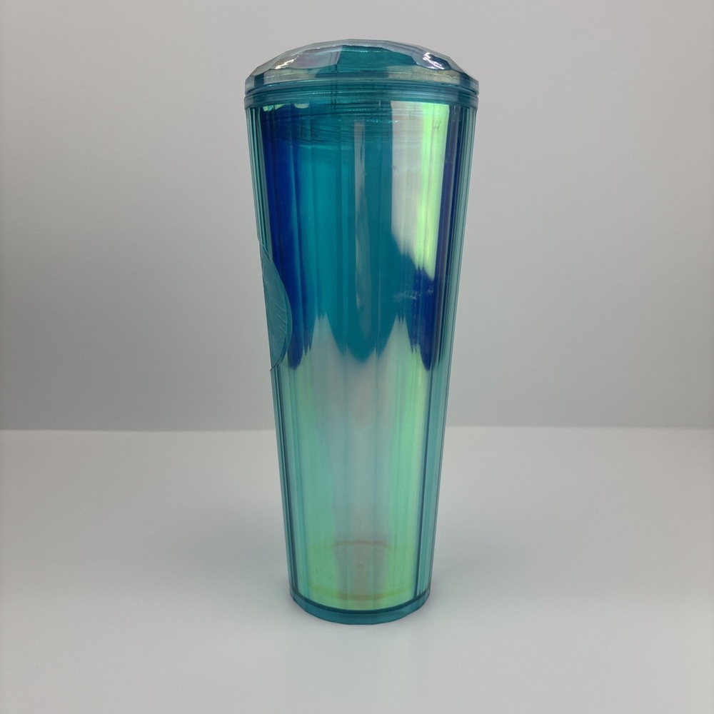 Starbucks 2021 Summer Turquoise Teal Blue Iridescent‎ Kaleidoscope Tumbler 24oz - Picture 4 of 9